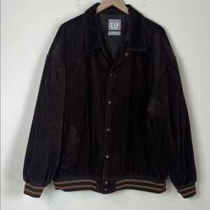 GAP Men's Corduroy Varsity Jacket 90s Coat Brown 2X XXL vintage